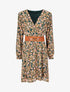 Robe mi-longue à imprimé fleuri et détail irisée - Vert - 1
