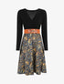 Robe évasée bi-matière imprimé cachemire - Marine - 4