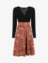 Robe évasée bi-matière imprimé cachemire - Bordeaux - 4