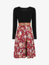 Robe bicolore à imprimé floral - Bordeaux - 4