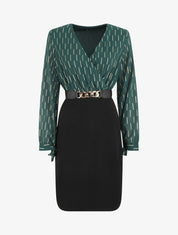 Robe mi-longue à imprimé dorés - Vert sapin - 4