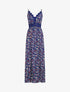 Robe longue à col dentelle et imprimé fleuri - Marine - 1