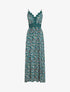 Robe longue à col dentelle et imprimé fleuri - Vert - 1