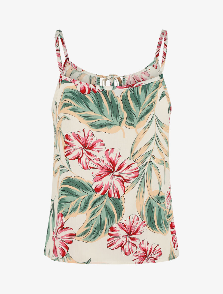 Caraco volanté à imprimé fleurs tropicales - Beige - 2