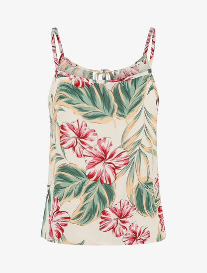 Caraco volanté à imprimé fleurs tropicales - Beige - 2
