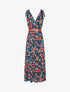 Robe imprimé fleuri à col en V - Bleu canard - 1