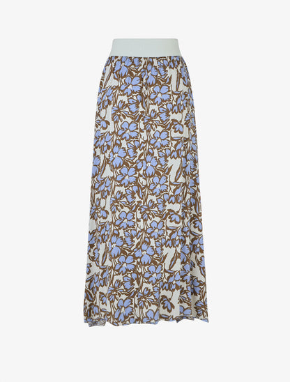 Jupe longue élastiquée à imprimé fleuri - Beige - 2
