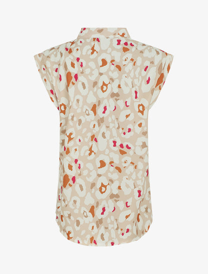 Blouse sans manches à imprimé abstrait - Beige - 2
