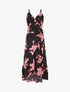 Robe longue asymétrique à imprimé grandes fleurs - Noir - 5