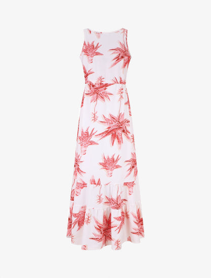 Robe longue droite à imprimé fleurs - Blanc - 2
