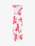 Robe longue motif végétal sans manches à volants - Blanc - 5