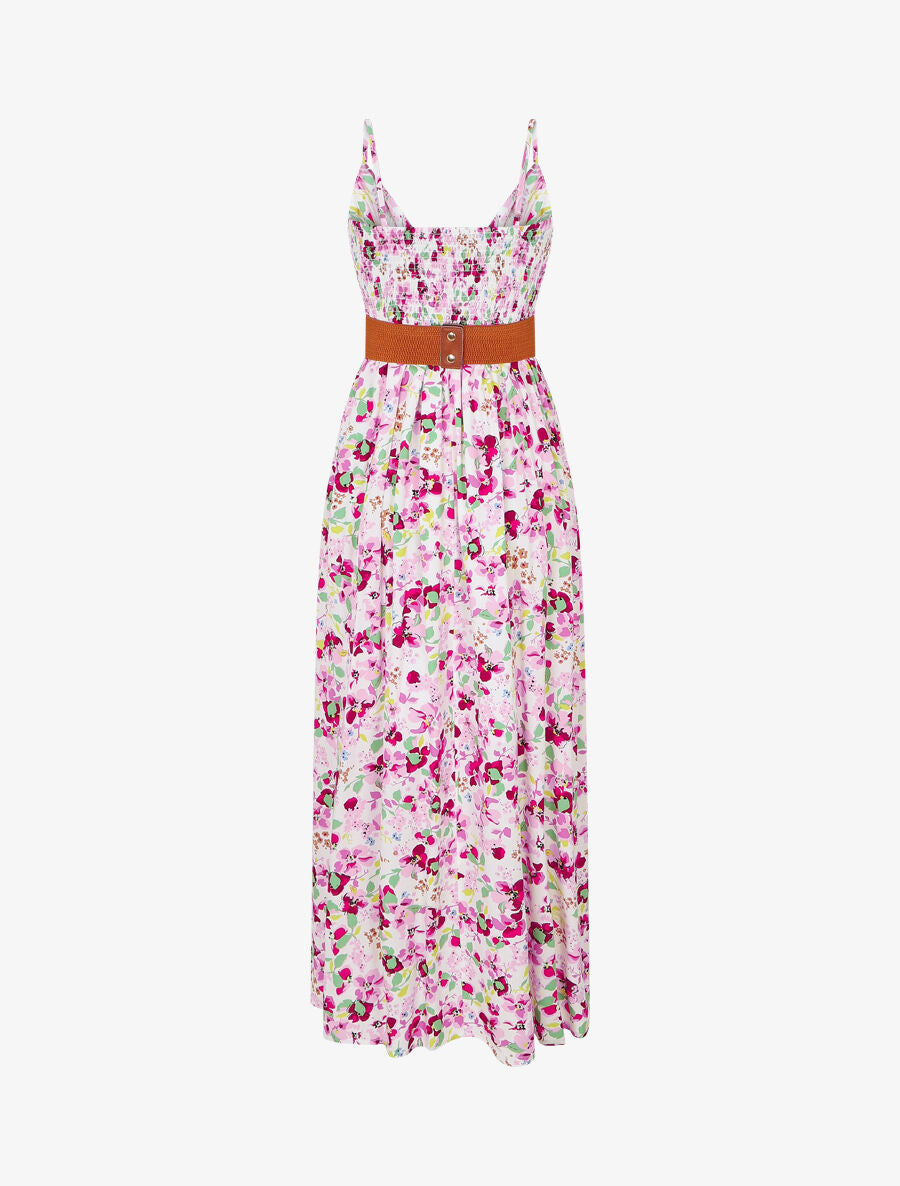 Robe longue imprimé fleurs printannières - Blanc - 2