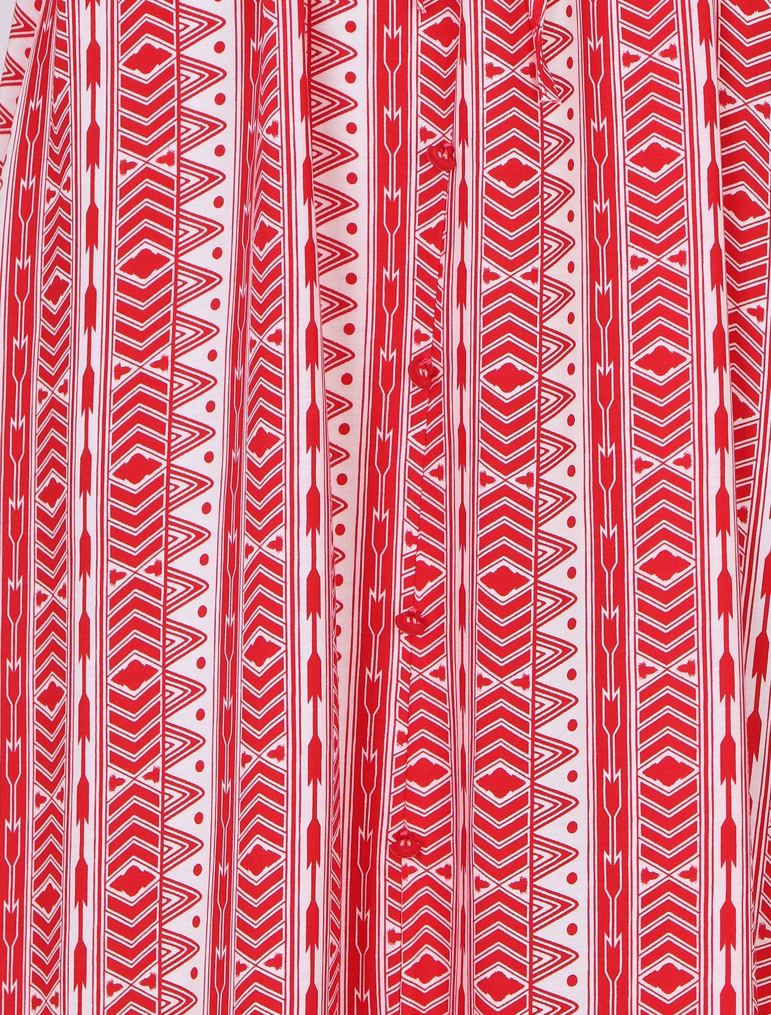 Robe longue imprimé graphique à manches 3/4 - Rouge - 3