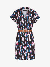 Robe droite à imprimé graphique - Noir - 1