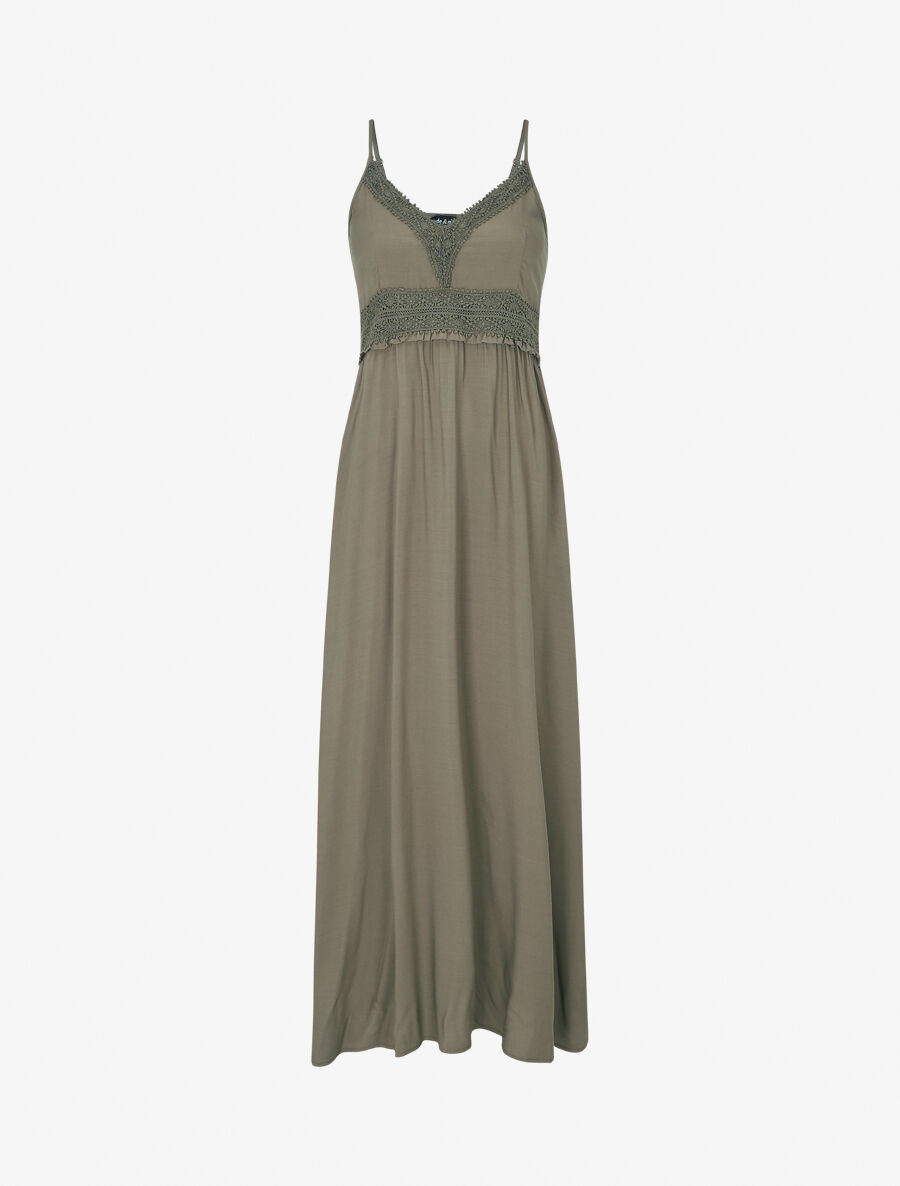 Robe longue droite unie - Kaki - 5