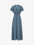 Robe imprimé petites fleurs à double manches - Bleu canard - 1