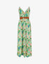 Robe longue imprimé feuilles sauvages à bretelles - Vert - 1