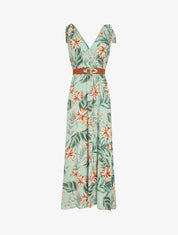 Robe longue sans manches imprimé grandes fleurs - Vert - 4