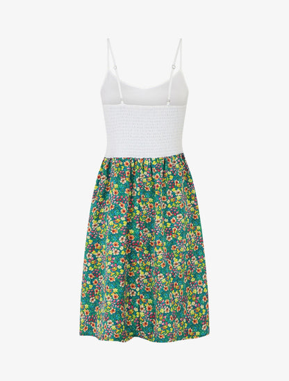 Robe à bretelles imprimé petites fleurs - Vert - 2