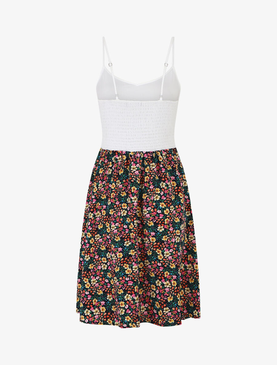 Robe à bretelles imprimé petites fleurs - Marine - 2