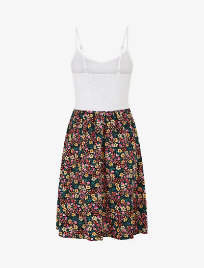 Robe à bretelles imprimé petites fleurs - Marine - 2