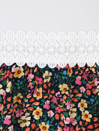 Robe à bretelles imprimé petites fleurs - Marine - 3