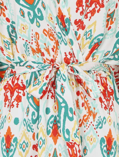 Robe longue style kimono imprimé aztèque - Vert - 3