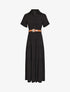 Robe longue unie à taille élastiquée - Noir - 1