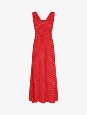 Robe longue à pois sans manches - Rouge - 5