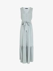 Robe longue unie sans manches - Vert gris - 5