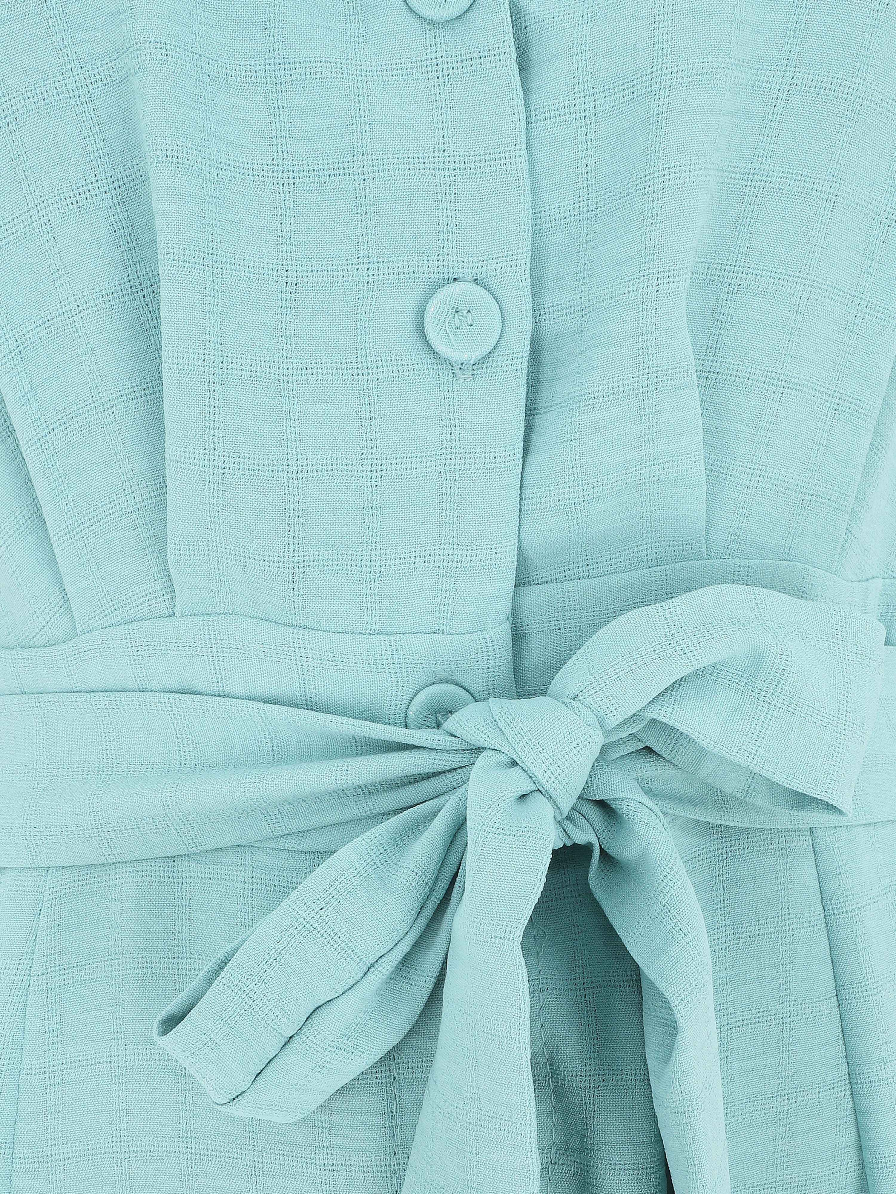 Robe longue unie ceinturée - Turquoise - 3