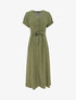 Robe longue unie ceinturée - Kaki - 1