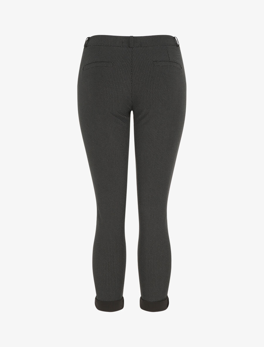 Pantalon droit taille haute imprimé petits points - Noir - 2