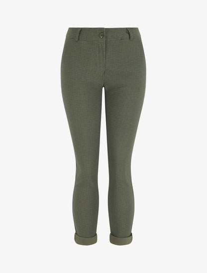 Pantalon droit taille haute imprimé petits points - Kaki - 5