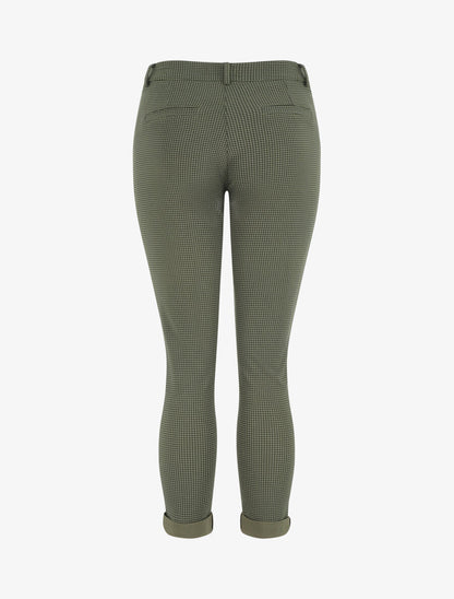 Pantalon droit taille haute imprimé petits points - Kaki - 2