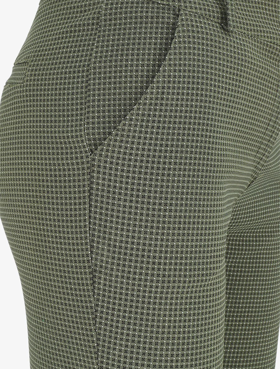 Pantalon droit taille haute imprimé petits points - Kaki - 3