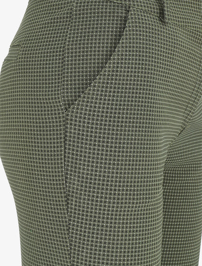 Pantalon droit taille haute imprimé petits points - Kaki - 3