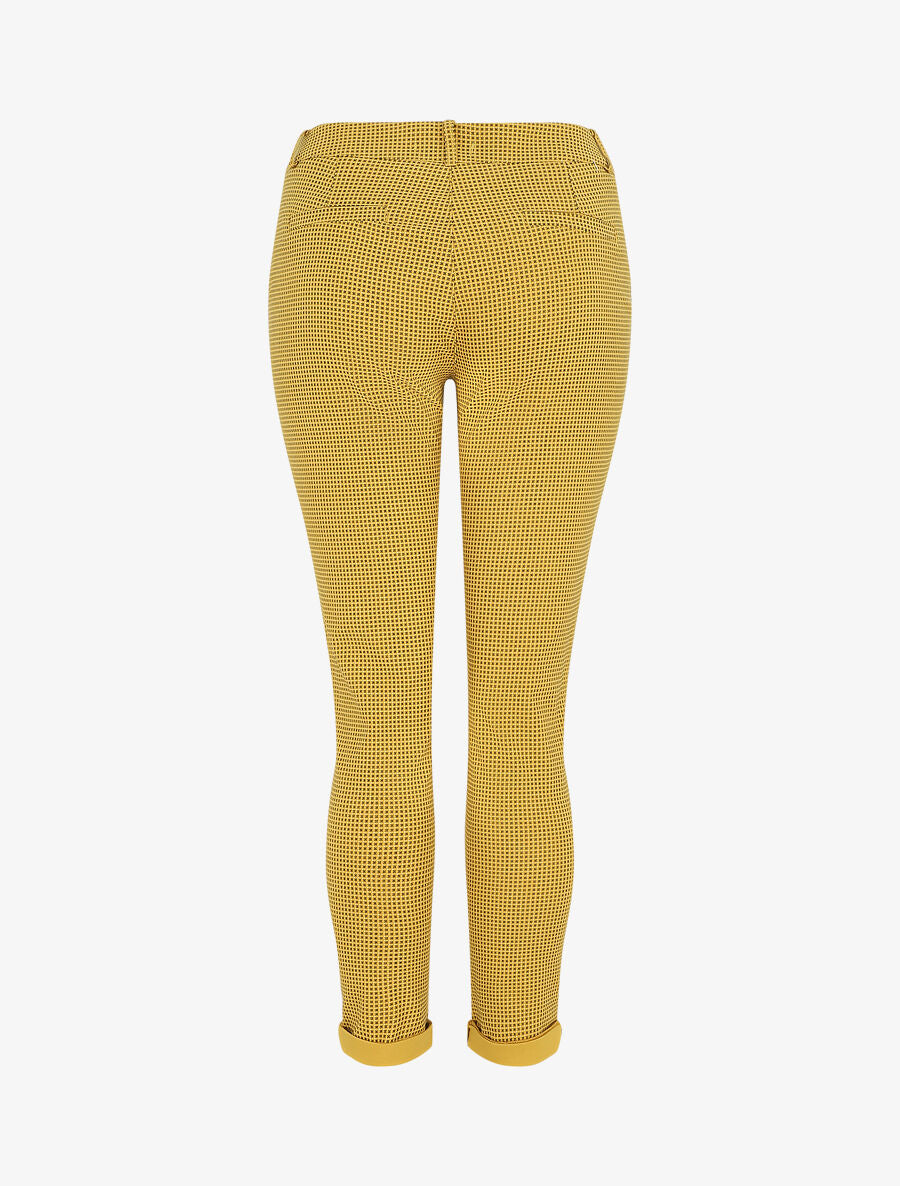 Pantalon droit taille haute imprimé petits points - Moutarde - 2