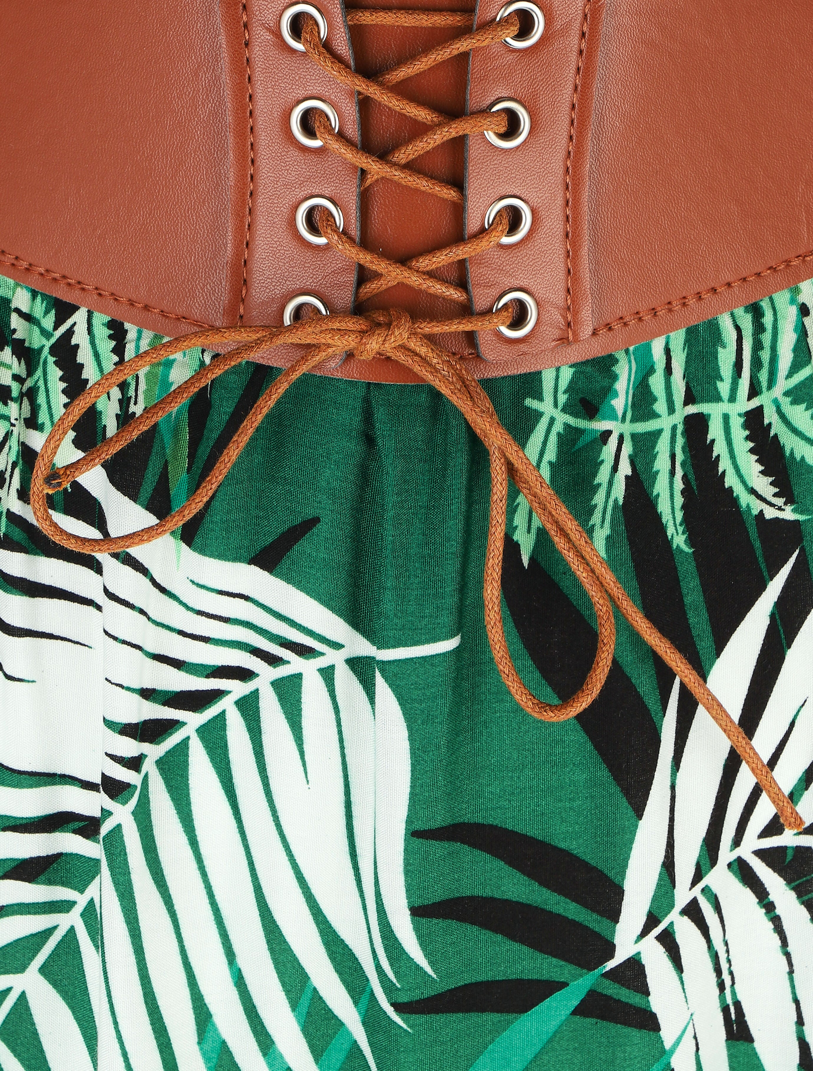 Jupe longue évasée imprimé tropical - Vert - 3