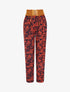 Pantalon droit taille haute imprimé végétal - Rouge - 1
