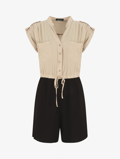 Combishort bicolore fluide - Beige - 1