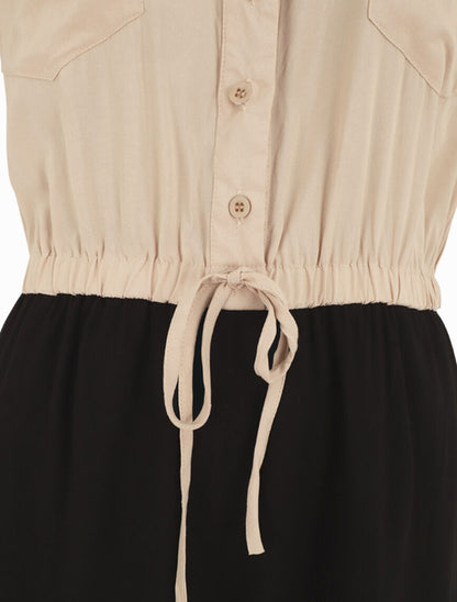 Combishort bicolore fluide - Beige - 3