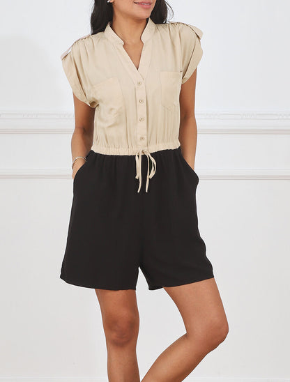 Combishort bicolore fluide - Beige - 4