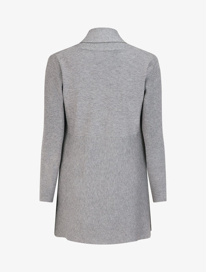 Gilet long uni côtelé - Gris - 2