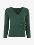 Pull côtelé col cache-coeur et boutons - Vert foncé - 6