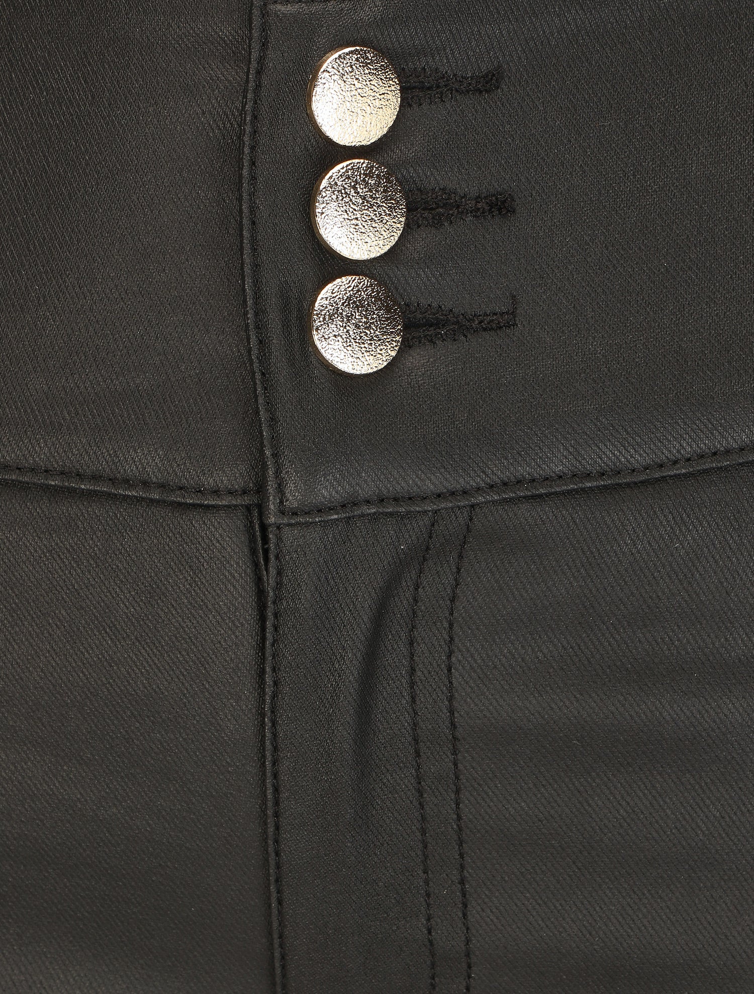 Pantalon slim taille haute effet ciré - Noir - 3
