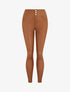 Pantalon slim taille haute effet ciré - Camel - 1