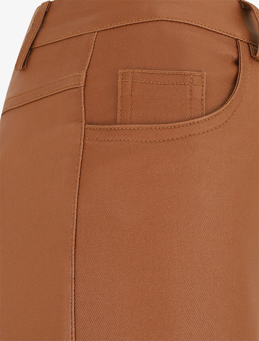 Pantalon slim effet ciré - Camel - 3