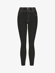 Jean slim taille haute fantaisie - Noir - 1