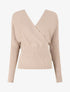 Pull côtelé ajusté col cache-coeur - Beige - 1